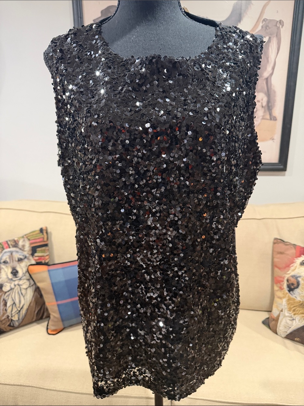 Black Sequin shell NWT sleeveless size XL